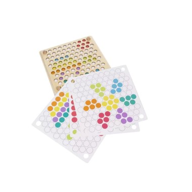 Tablero montessori de madera para crear mosaicos multicolor