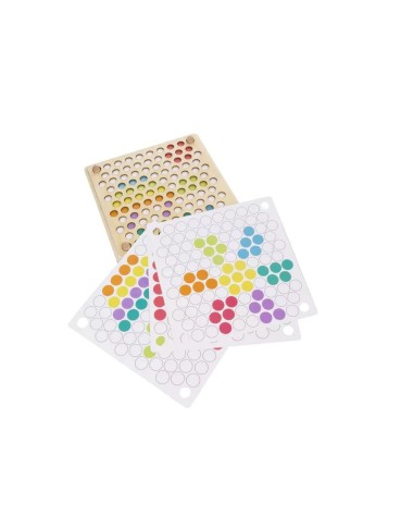 Tablero montessori de madera para crear mosaicos multicolor