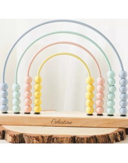 Abacus toy wooden rainbow with marbles