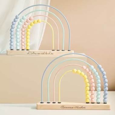 Abacus toy wooden rainbow with marbles