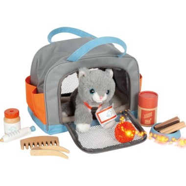 Montessori Plush Cat with Transport Bag and Care Set | Toy to Develop Empathy and Social Skills