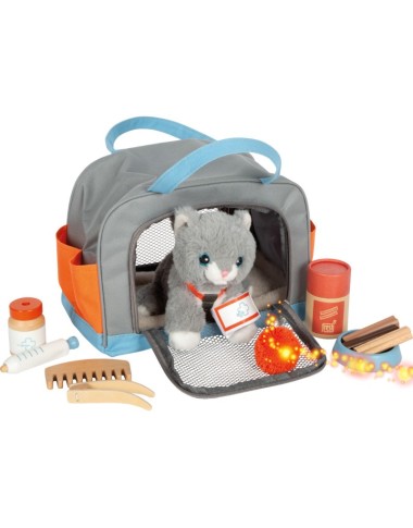 Montessori Plush Cat with Transport Bag and Care Set | Toy to Develop Empathy and Social Skills