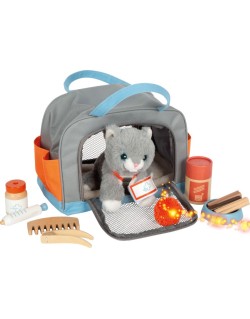 Montessori Plush Cat with Transport Bag and Care Set | Toy to Develop Empathy and Social Skills