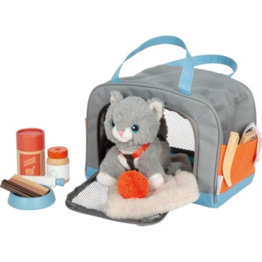 Montessori Plush Cat with Transport Bag and Care Set | Toy to Develop Empathy and Social Skills