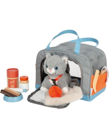 Montessori Plush Cat with Transport Bag and Care Set | Toy to Develop Empathy and Social Skills