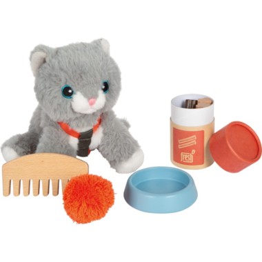 Montessori Plush Cat with Transport Bag and Care Set | Toy to Develop Empathy and Social Skills