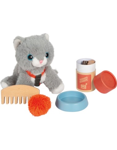 Montessori Plush Cat with Transport Bag and Care Set | Toy to Develop Empathy and Social Skills