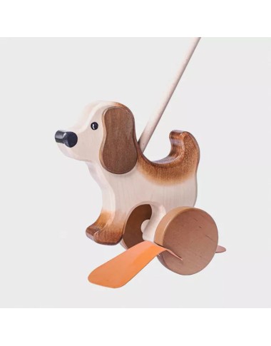 Wooden dragging dog with stick