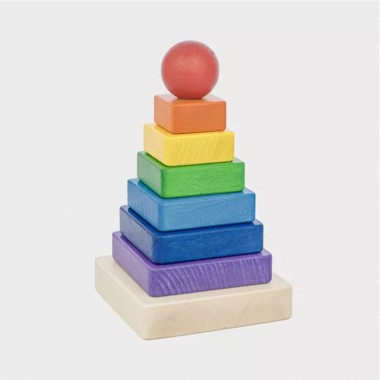 Stackable wooden tower. Montessori Rainbow