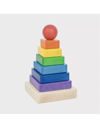Stackable wooden tower. Montessori Rainbow
