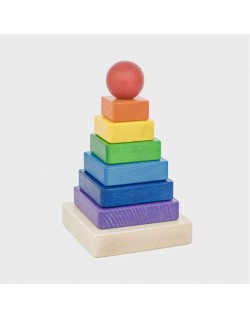 Torre apilable de madera. Arcoiris Montessori